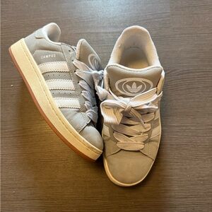 adidas Campus Suede Sneakers in Light Gray with Gum Sole